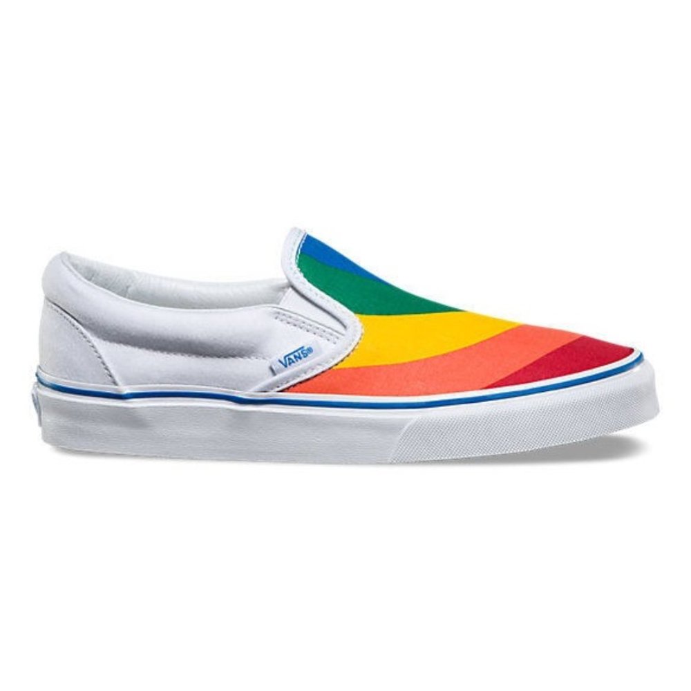 Vans Classic Slip On Rainbow White Men's 9.5 Women's 11 Skate Shoes New
